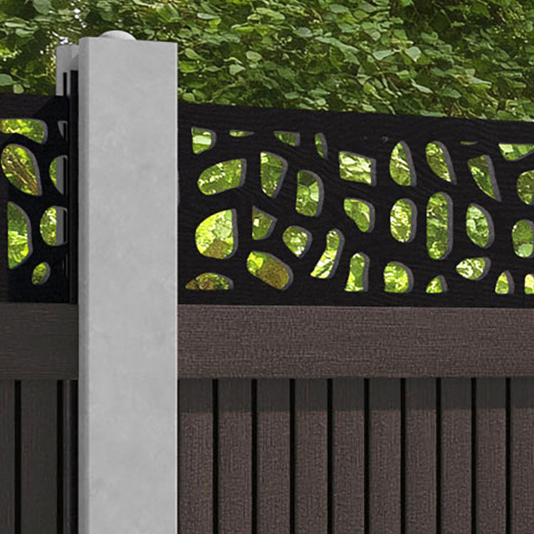 Virtis Pebble Fence Panel - Mid Brown - for existing concrete posts