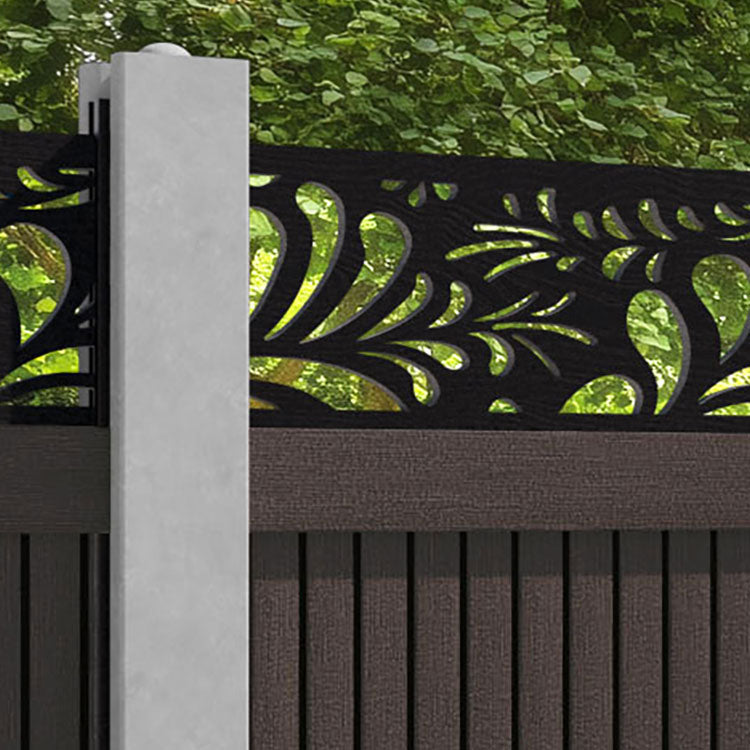 Virtis Petal Fence Panel - Mid Brown - for existing concrete posts