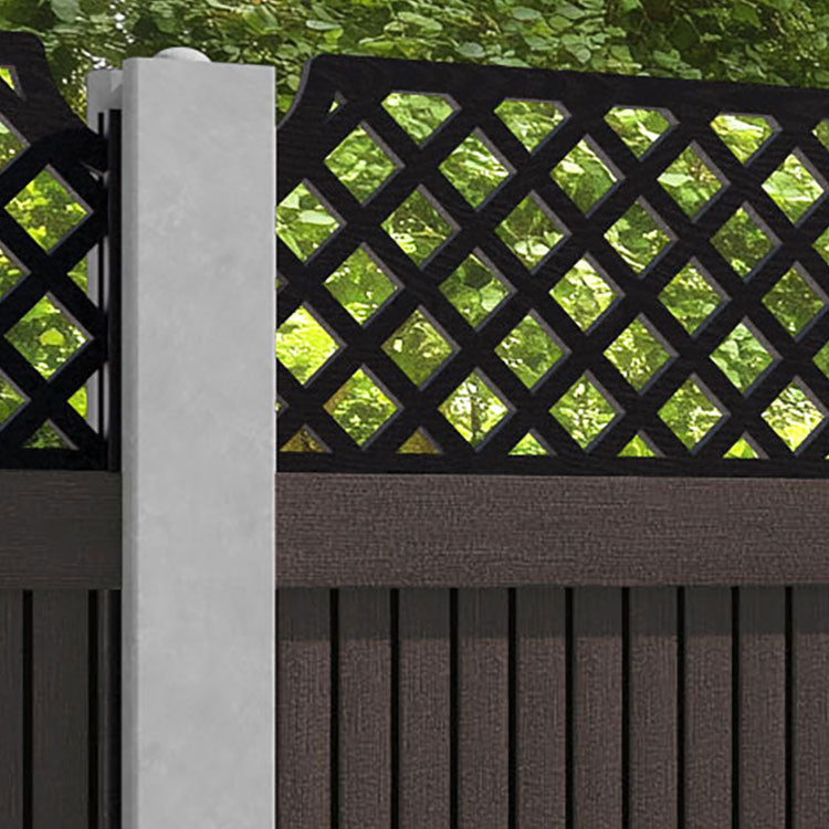 Virtis Regal Hive Fence Panel - Mid Brown - for existing concrete posts