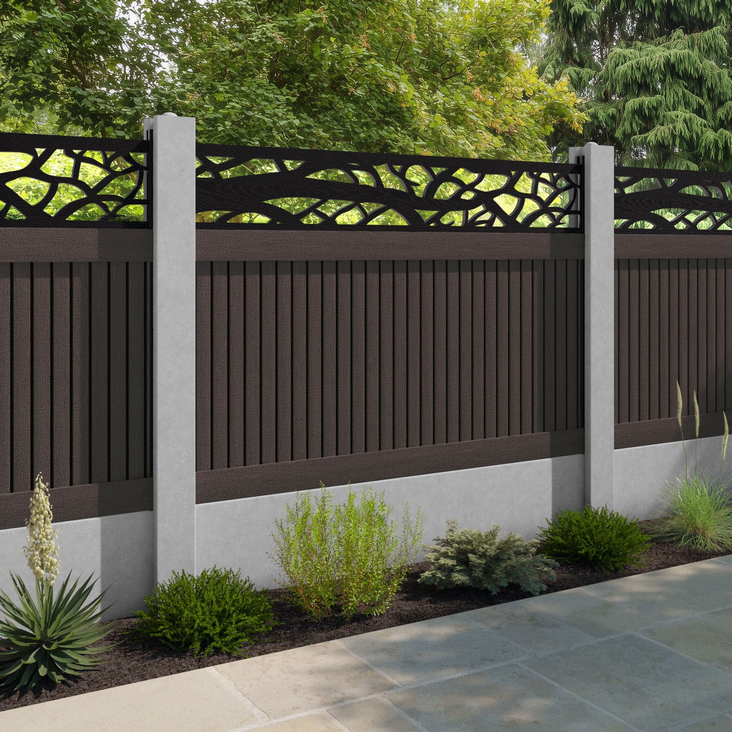 Virtis Twilight Fence Panel - Mid Brown - for existing concrete posts