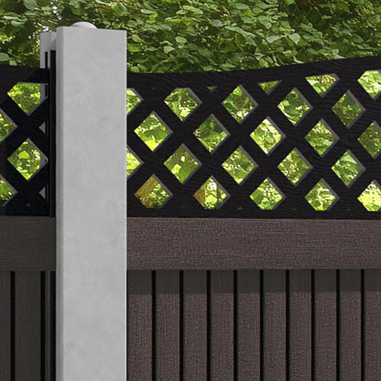Virtis High Wave Fence Panel - Mid Brown - for existing concrete posts