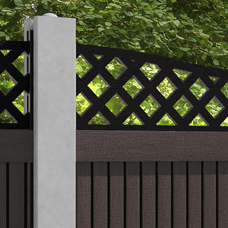 Virtis Low Wave Fence Panel - Mid Brown - for existing concrete posts