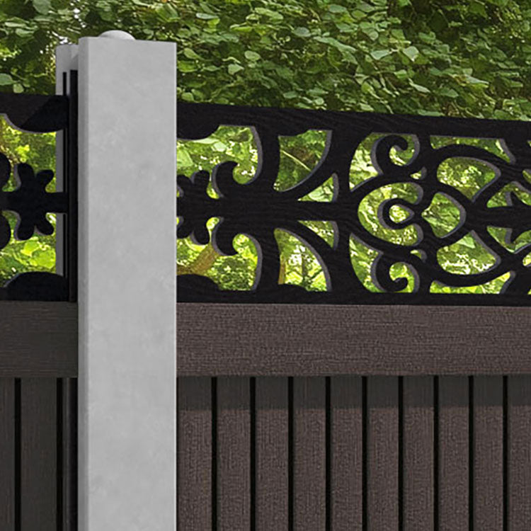 Virtis Windsor Fence Panel - Mid Brown - for existing concrete posts
