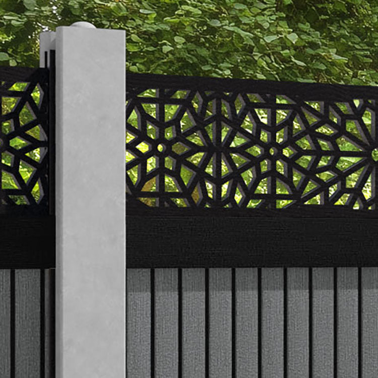 Virtis Alnara Fence Panel - Mid Grey - for existing concrete posts