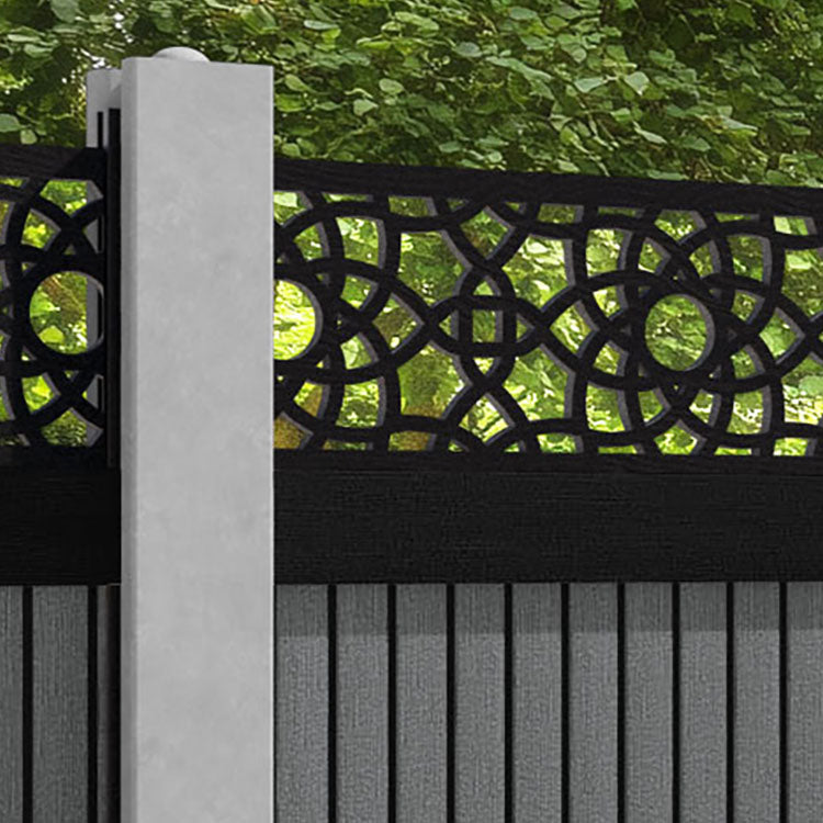 Virtis Ambar Fence Panel - Mid Grey - for existing concrete posts