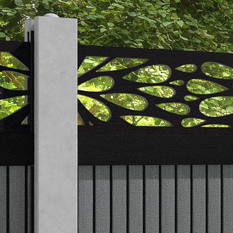 Virtis Blossom Fence Panel - Mid Grey - for existing concrete posts