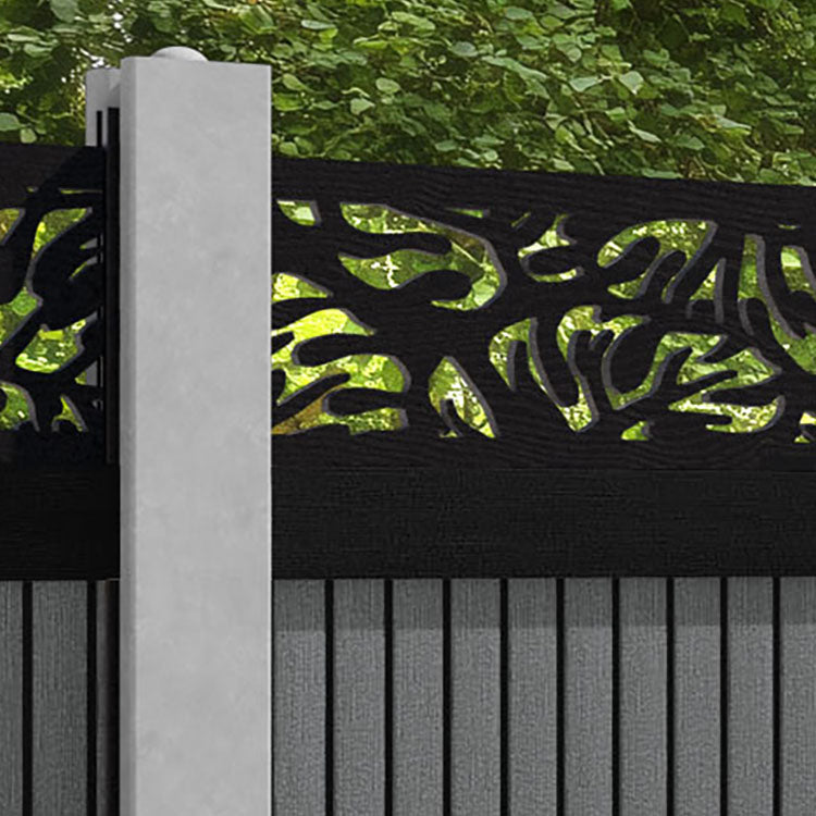 Virtis Botanic Fence Panel - Mid Grey - for existing concrete posts