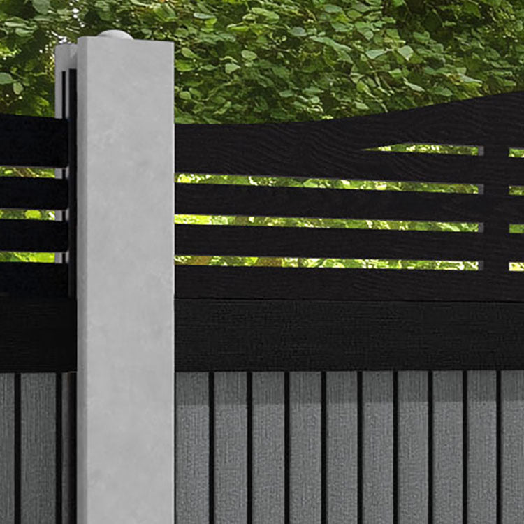 Virtis Aspen Curved Top Fence Panel - Mid Grey - for existing concrete posts
