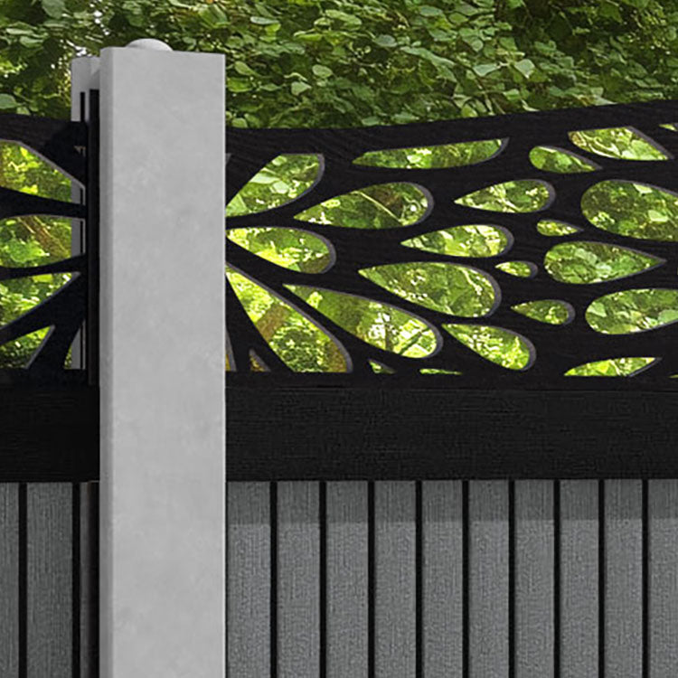 Virtis Blossom Curved Top Fence Panel - Mid Grey - for existing concrete posts