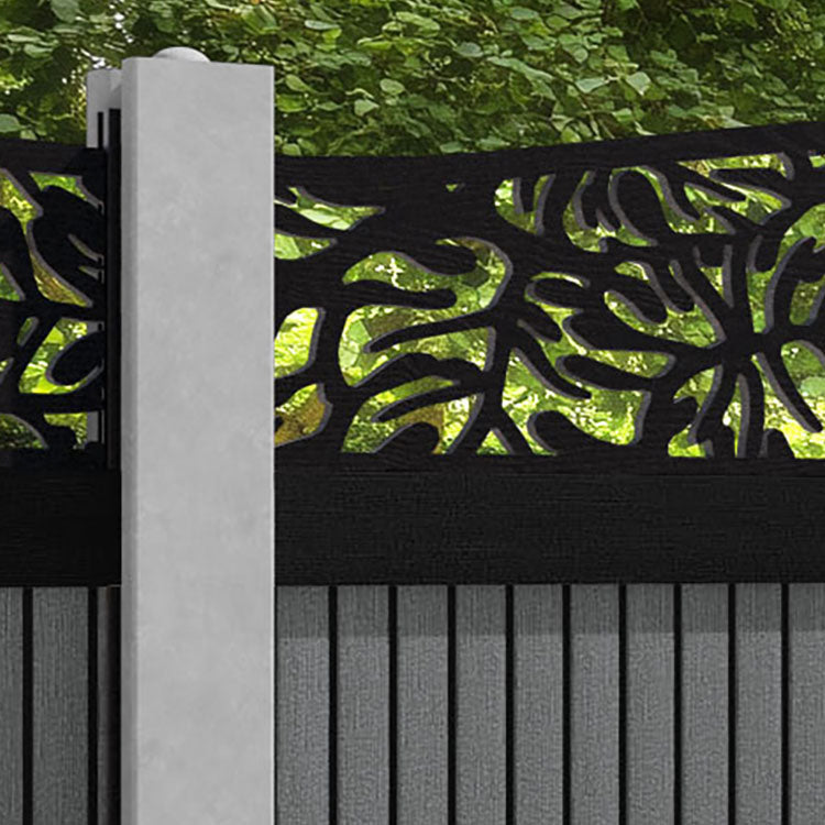 Virtis Botanic Curved Top Fence Panel - Mid Grey - for existing concrete posts