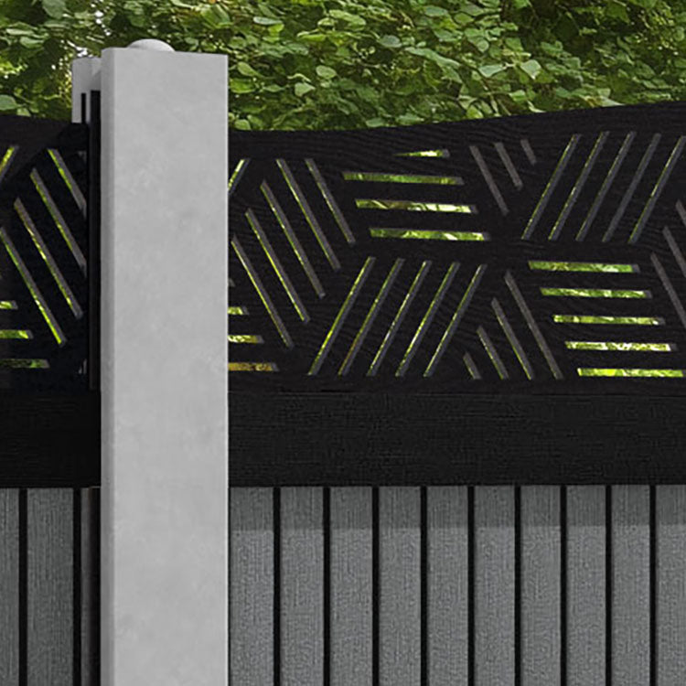 Virtis Cubed Curved Top Fence Panel - Mid Grey - for existing concrete posts