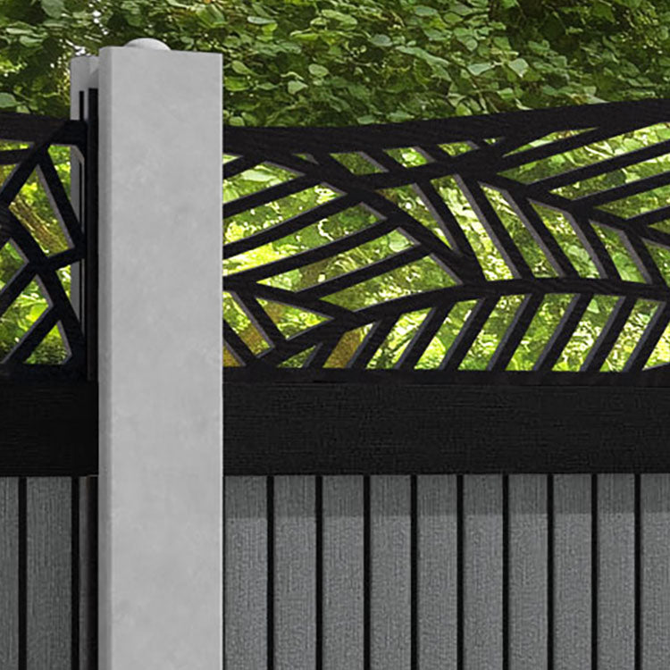 Virtis Habitat Curved Top Fence Panel - Mid Grey - for existing concrete posts
