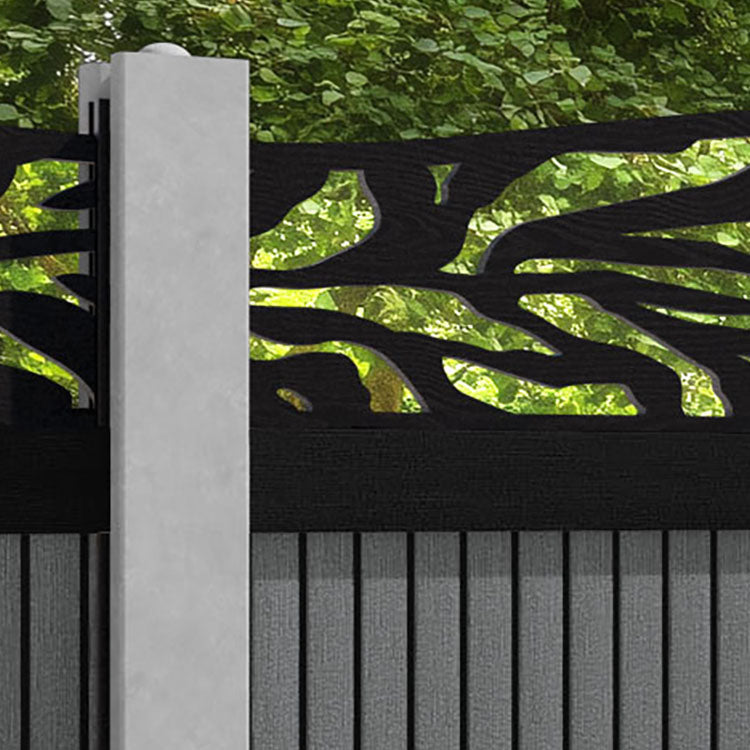 Virtis Malawi Curved Top Fence Panel - Mid Grey - for existing concrete posts