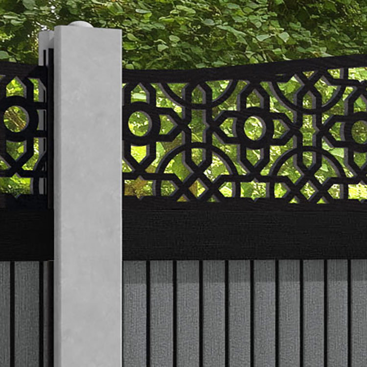 Virtis Nabila Curved Top Fence Panel - Mid Grey - for existing concrete posts