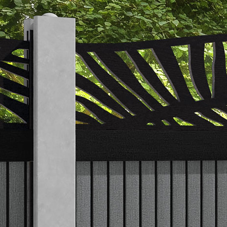 Virtis Palm Curved Top Fence Panel - Mid Grey - for existing concrete posts