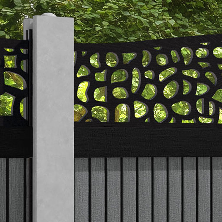 Virtis Pebble Curved Top Fence Panel - Mid Grey - for existing concrete posts