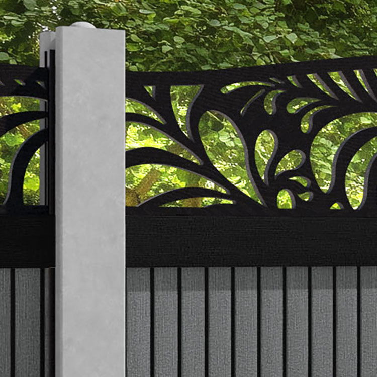 Virtis Petal Curved Top Fence Panel - Mid Grey - for existing concrete posts