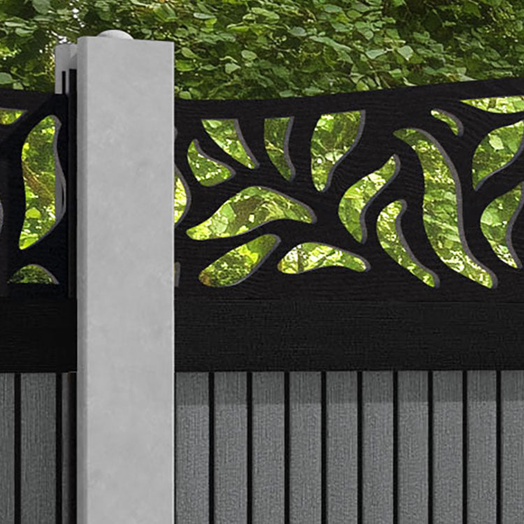 Virtis Plume Curved Top Fence Panel - Mid Grey - for existing concrete posts