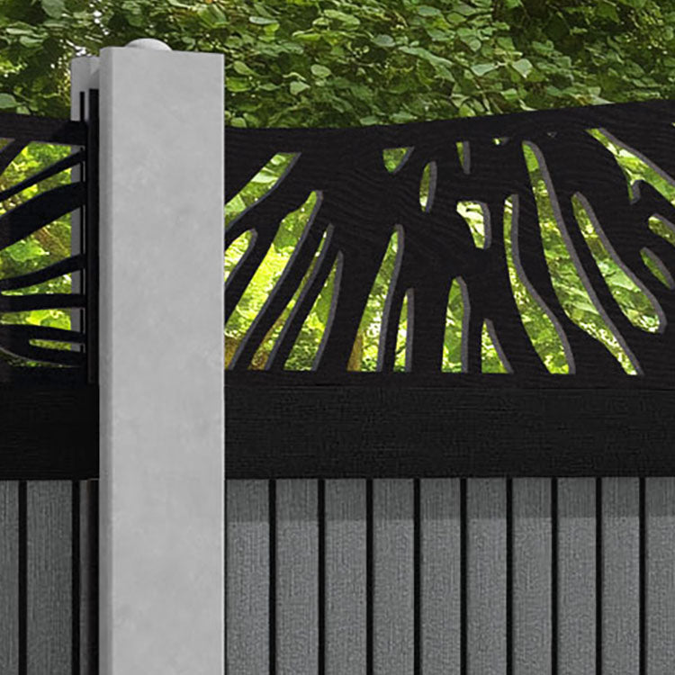 Virtis Poppy Curved Top Fence Panel - Mid Grey - for existing concrete posts