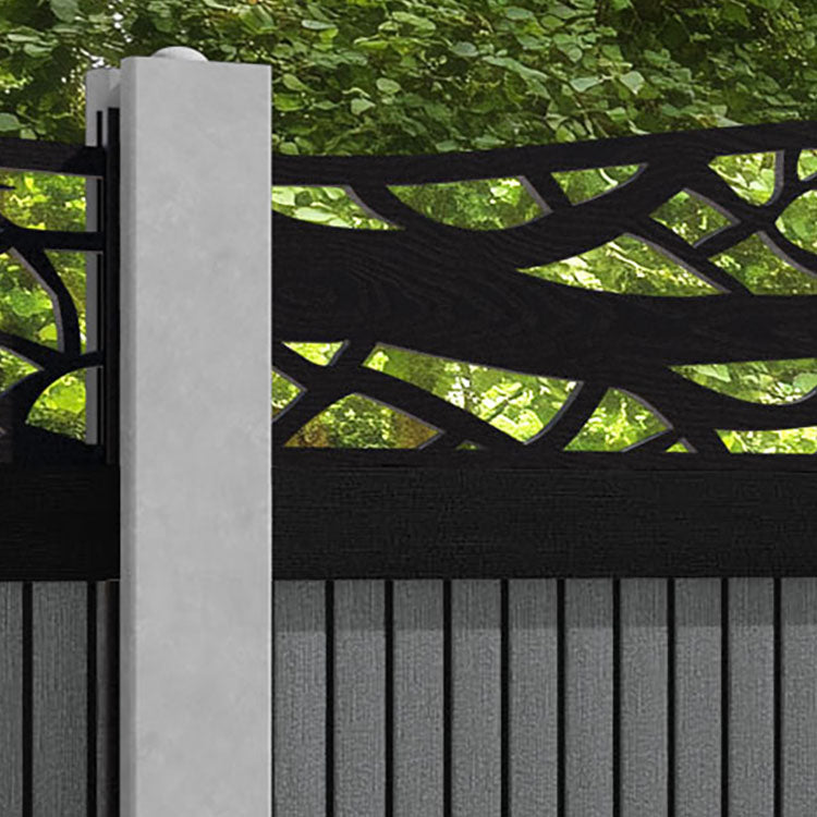 Virtis Twilight Curved Top Fence Panel - Mid Grey - for existing concrete posts
