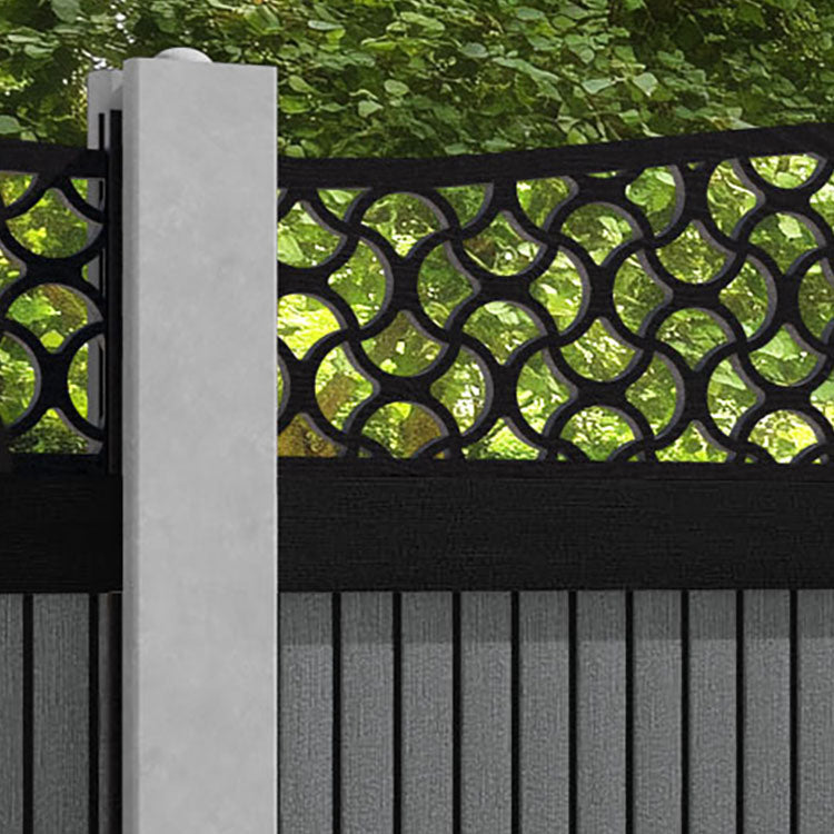 Virtis Vida Curved Top Fence Panel - Mid Grey - for existing concrete posts