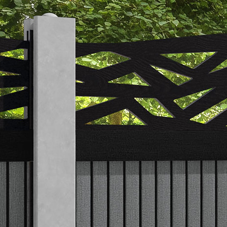Virtis Zenith Curved Top Fence Panel - Mid Grey - for existing concrete posts