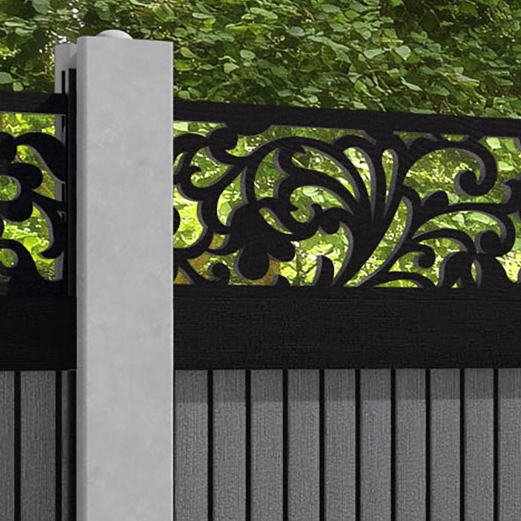 Virtis Eden Fence Panel - Mid Grey - for existing concrete posts