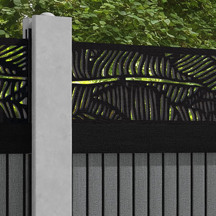 Virtis Feather Fence Panel - Mid Grey - for existing concrete posts