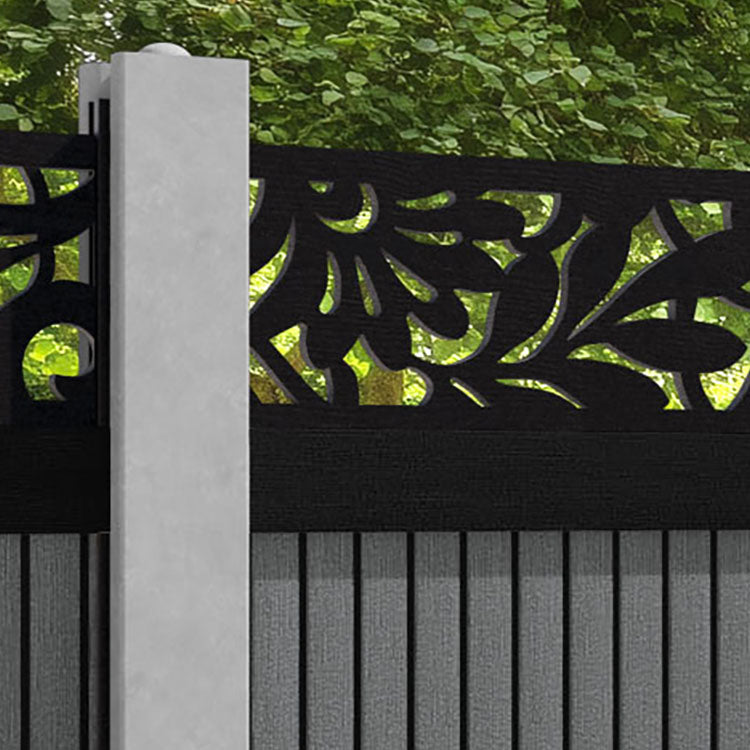 Virtis Heritage Fence Panel - Mid Grey - for existing concrete posts