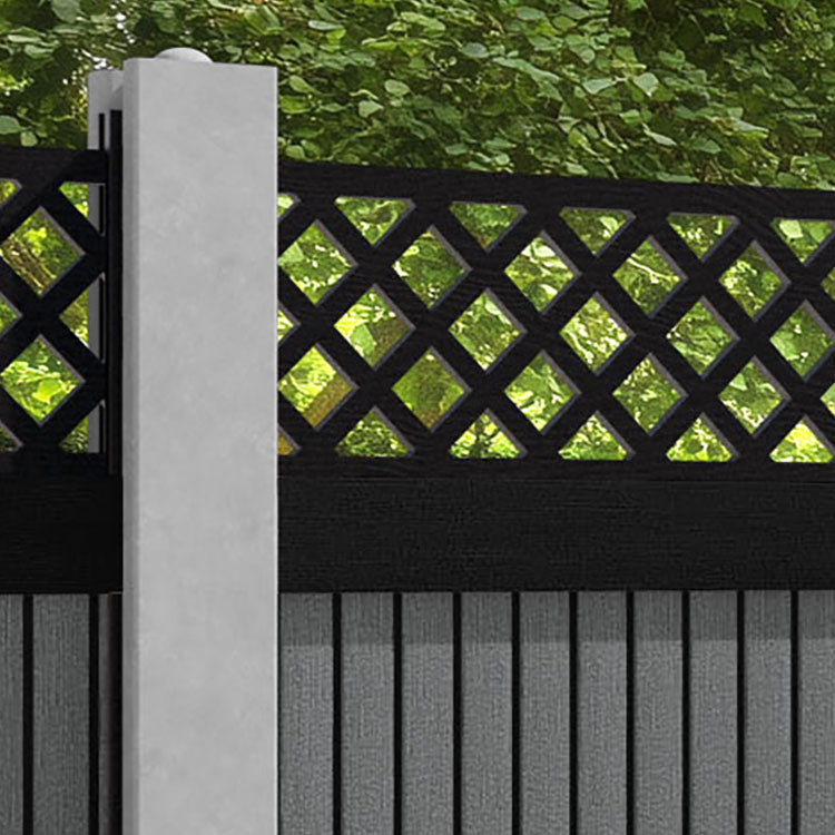 Virtis Hive Fence Panel - Mid Grey - for existing concrete posts