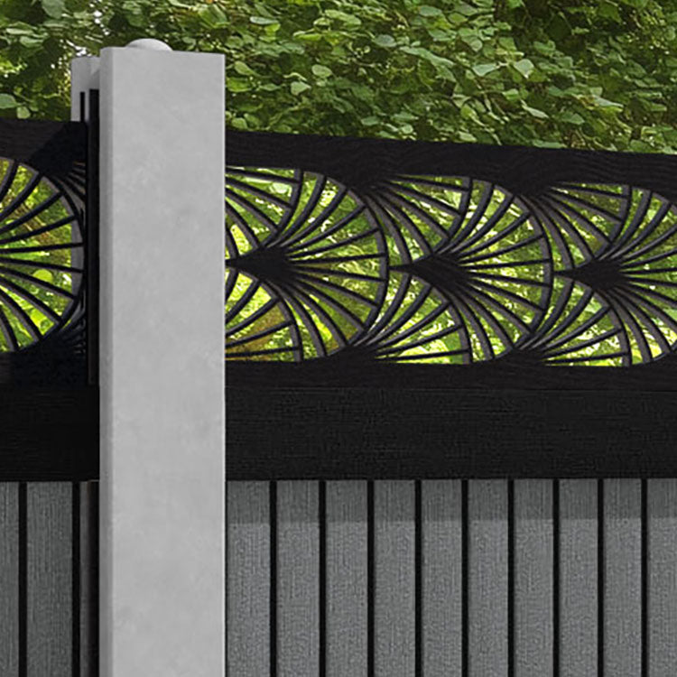 Virtis Laurel Fence Panel - Mid Grey - for existing concrete posts