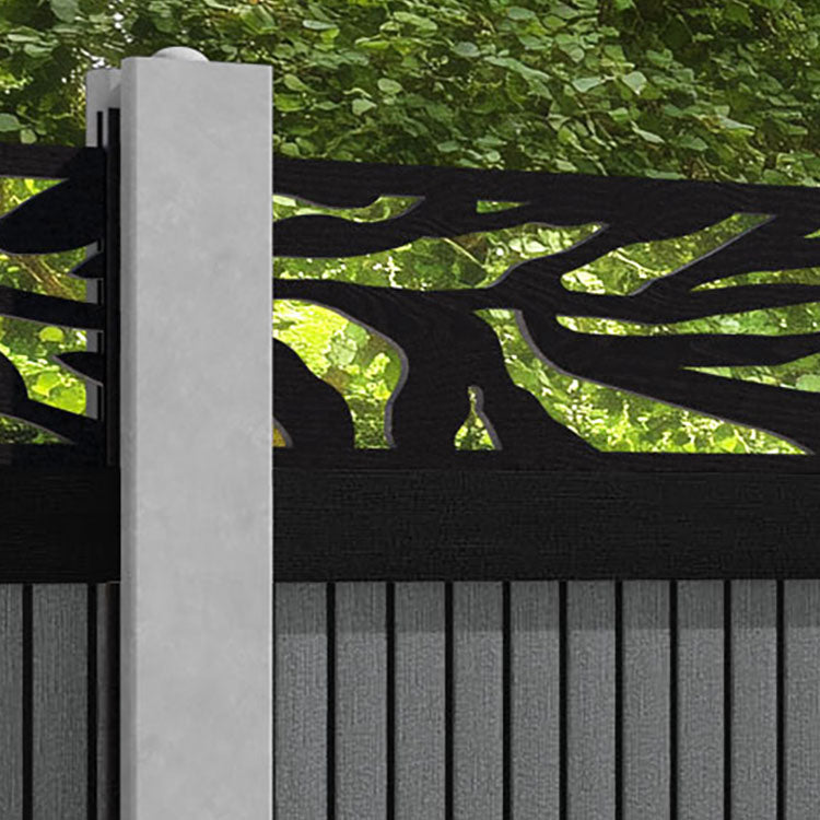 Virtis Malawi Fence Panel - Mid Grey - for existing concrete posts