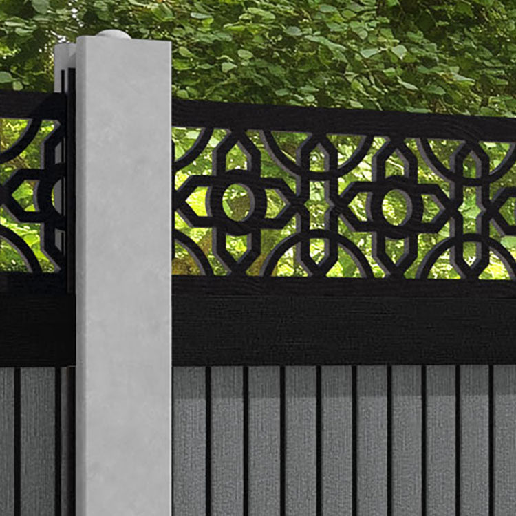 Virtis Nabila Fence Panel - Mid Grey - for existing concrete posts