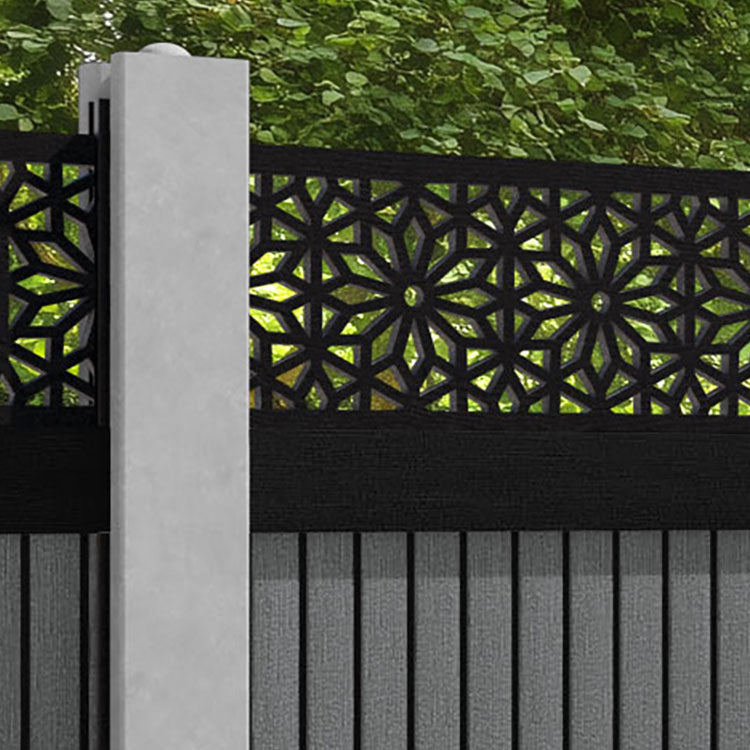 Virtis Narwa Fence Panel - Mid Grey - for existing concrete posts