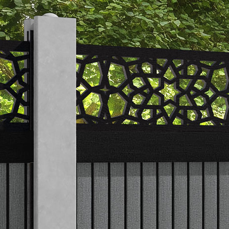 Virtis Nazira Fence Panel - Mid Grey - for existing concrete posts