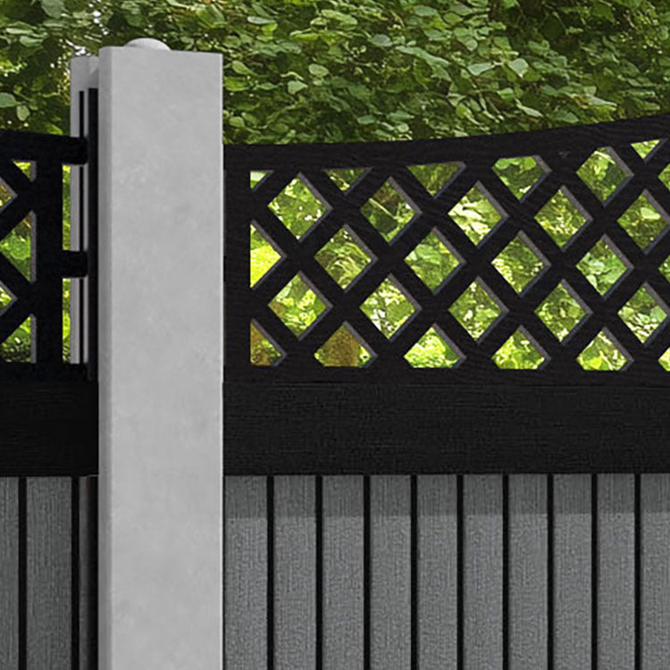 Virtis Oxford Curved Top Fence Panel - Mid Grey - for existing concrete posts