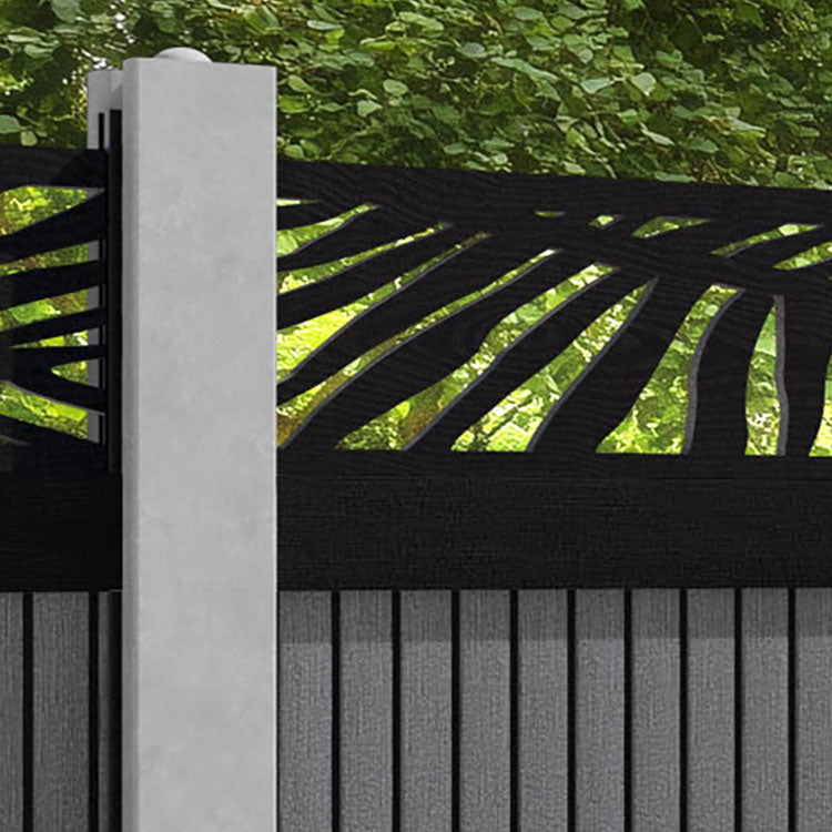 Virtis Palm Fence Panel - Mid Grey - for existing concrete posts