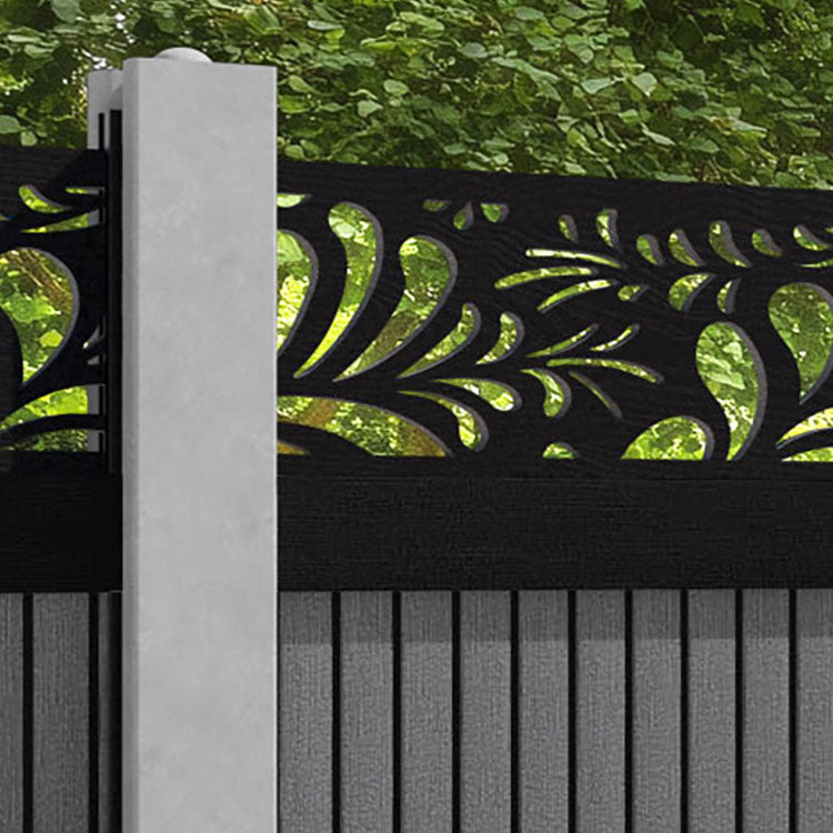 Virtis Petal Fence Panel - Mid Grey - for existing concrete posts