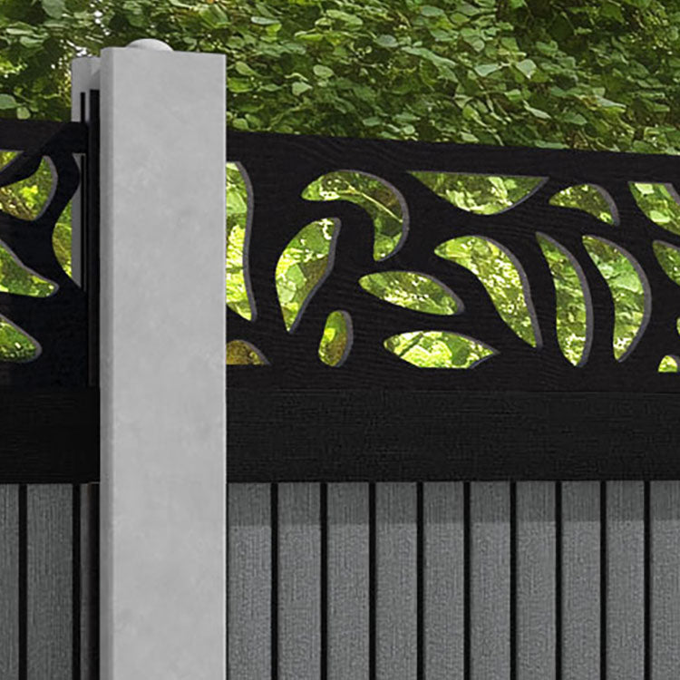 Virtis Plume Fence Panel - Mid Grey - for existing concrete posts