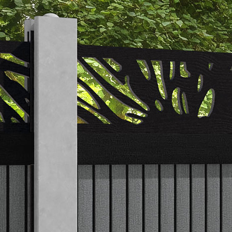 Virtis Poppy Fence Panel - Mid Grey - for existing concrete posts