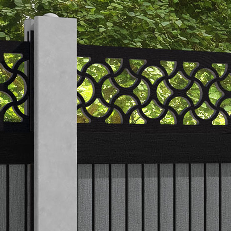 Virtis Vida Fence Panel - Mid Grey - for existing concrete posts