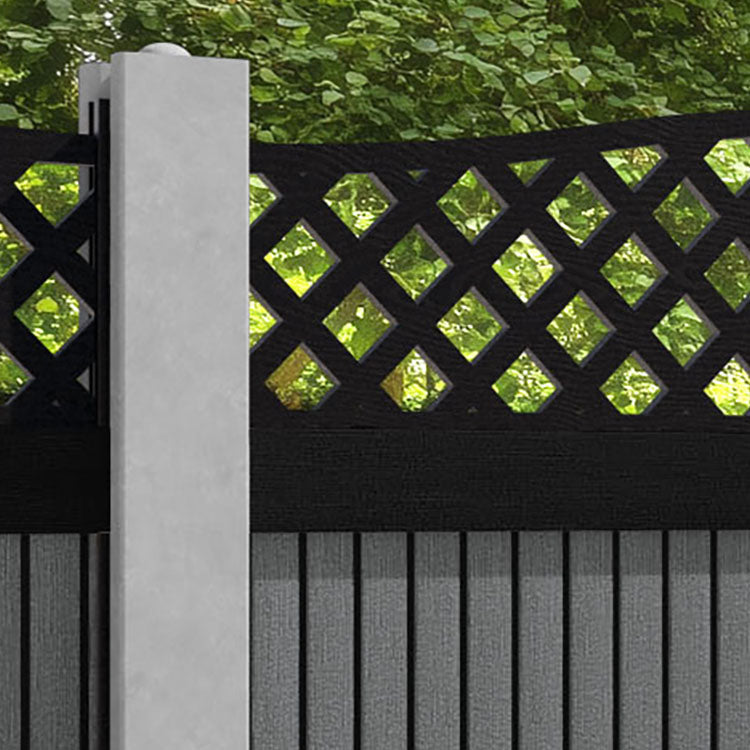 Virtis High Wave Fence Panel - Mid Grey - for existing concrete posts