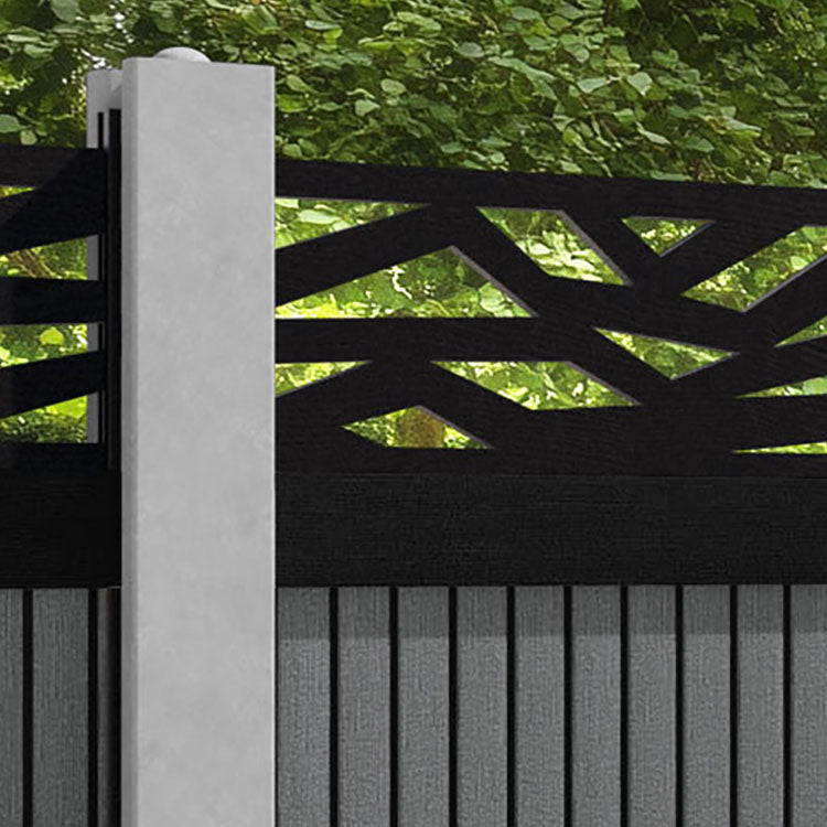Virtis Zenith Fence Panel - Mid Grey - for existing concrete posts