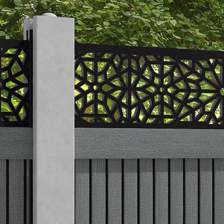 Virtis Alnara Fence Panel - Mid Grey - for existing concrete posts