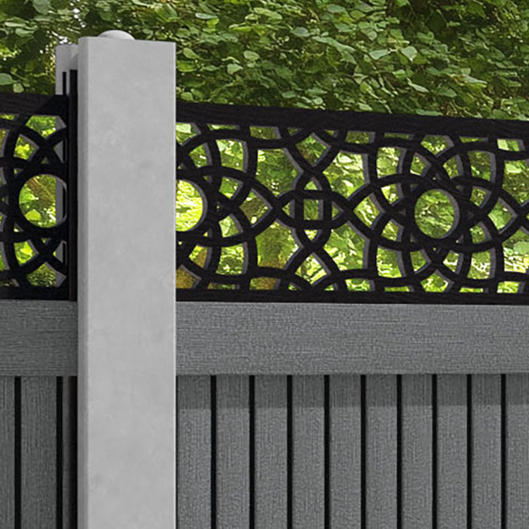 Virtis Ambar Fence Panel - Mid Grey - for existing concrete posts
