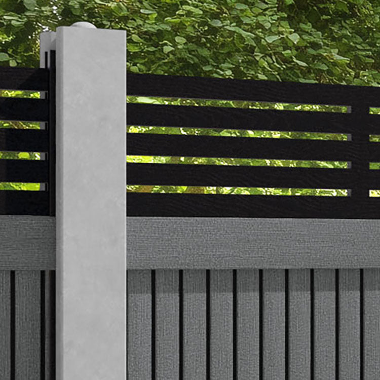 Virtis Aspen Fence Panel - Mid Grey - for existing concrete posts