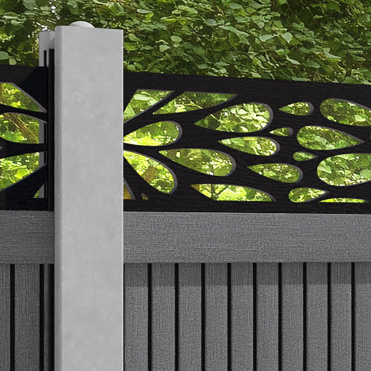 Virtis Blossom Fence Panel - Mid Grey - for existing concrete posts