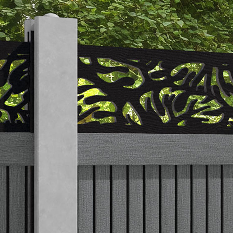 Virtis Botanic Fence Panel - Mid Grey - for existing concrete posts