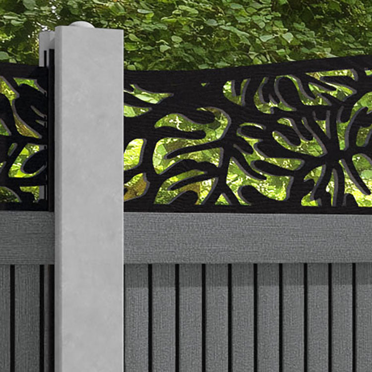 Virtis Botanic Curved Top Fence Panel - Mid Grey - for existing concrete posts