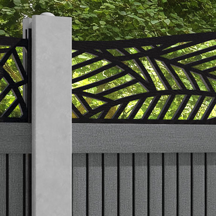 Virtis Habitat Curved Top Fence Panel - Mid Grey - for existing concrete posts